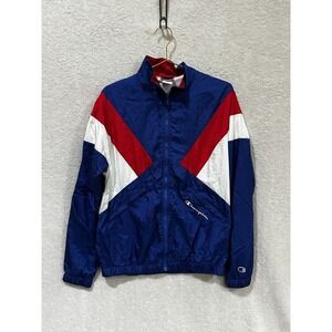 Champion Jacket Mens Medium Blue Colorblock‎ Windbreaker Coat Logo Retro Sport